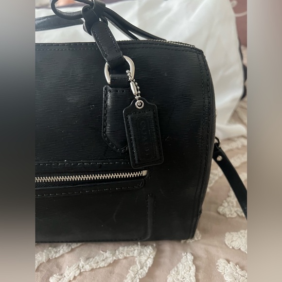 Coach Poppy East/ West Textured Patent Leather Satchel - Picture 10 of 12